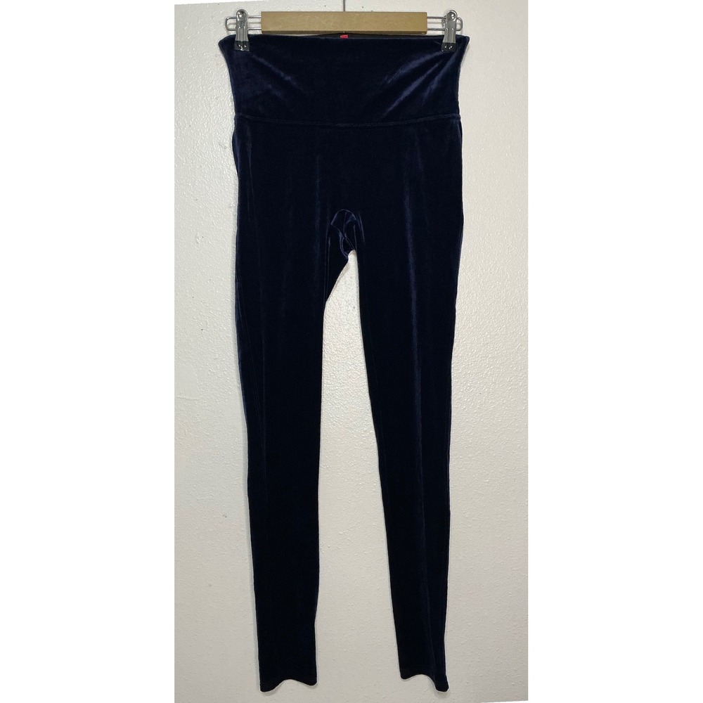 Spanx Velvet Leggings in Lapis Night Blue Size Medium Whimsygoth Grunge Stretch‎